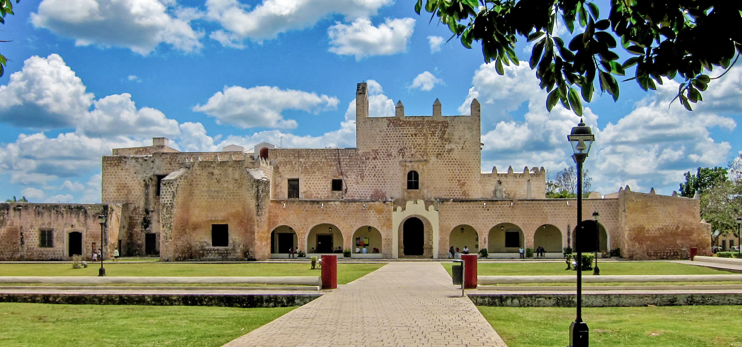 Stone facade and gardens at the Convent of San Bernardino in Valladolid